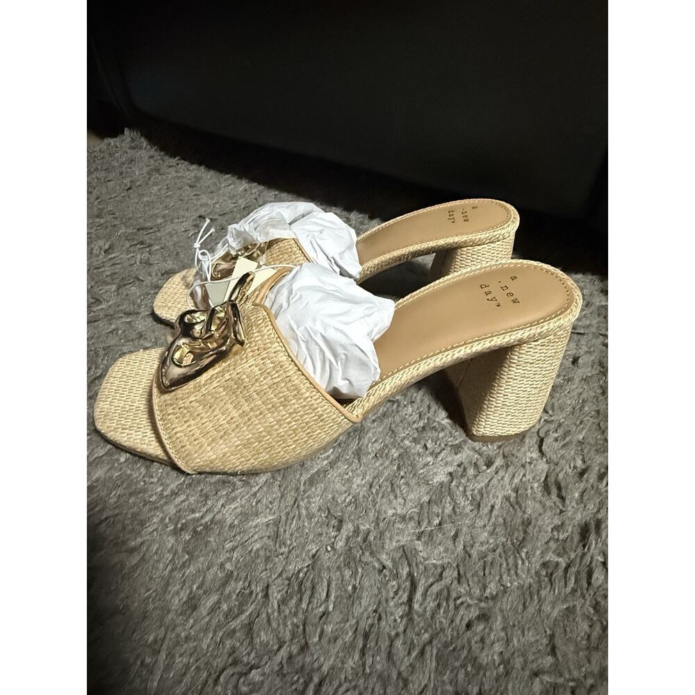 A New Day Shoes Lot Sz 8 Leopard Slingback Flats & Woven Block Heel Mules NWT - Picture 4 of 12